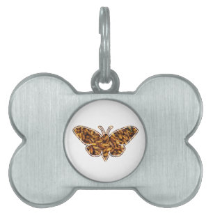 Placa Para Mascotas Silhouette del ciclo de vida de Bombyx Mori Silk M