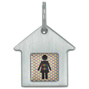 Placa Para Mascotas Silhouette lesbiana LGBTQ y damas de arco iris
