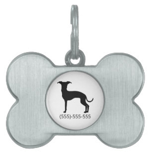 Placa Para Mascotas Silueta de galgo italiano negro (o de tu color)