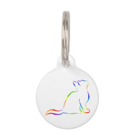 Placa Para Mascotas Silueta de gato arco iris