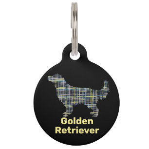 Placa Para Mascotas Silueta de Golden Retriever Línea de cuadrícula am