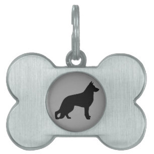 Placa Para Mascotas Silueta de perro pastor alemán