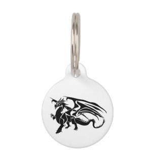 Placa Para Mascotas Silueta negra del dragón