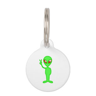 Placa Para Mascotas Silueta verde alienígena