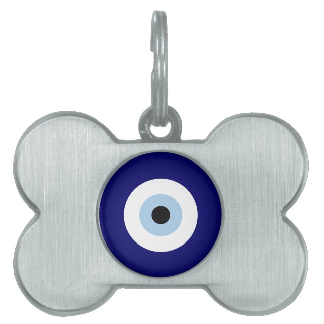 Placa Para Mascotas Símbolo azul malvado Ojo Buena suerte y protección (Frente)