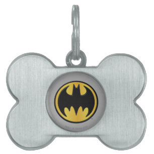 Placa Para Mascotas Símbolo de Batman   Logotipo de redondeo clásico