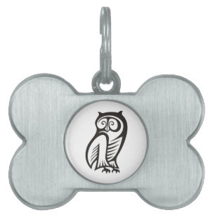 Placa Para Mascotas Símbolo de búho negro