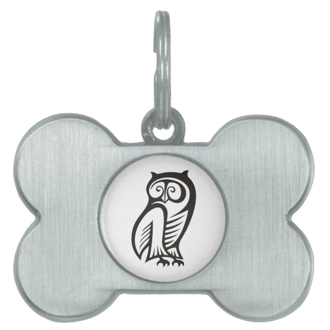 Placa Para Mascotas Símbolo de búho negro (Frente)