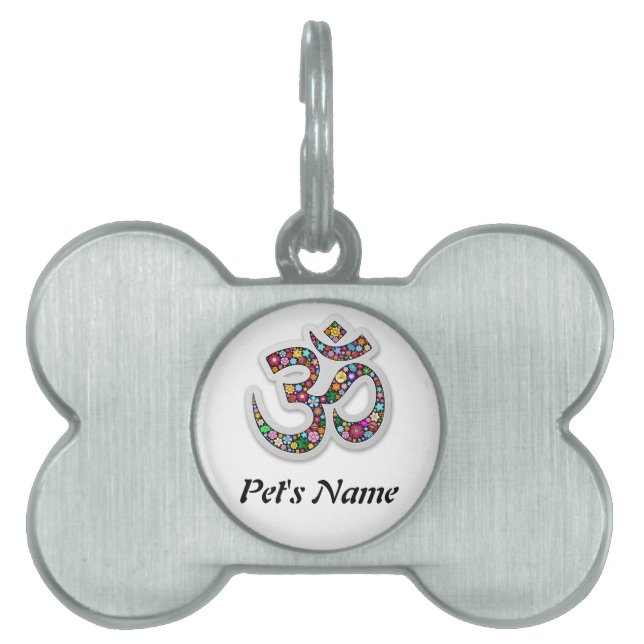 Placa Para Mascotas Símbolo de la yoga de Aum Namaste del ohmio de OM (Frente)
