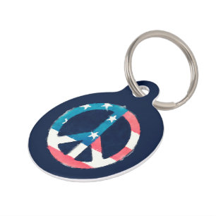 Placa Para Mascotas Símbolo de paz americano grunge