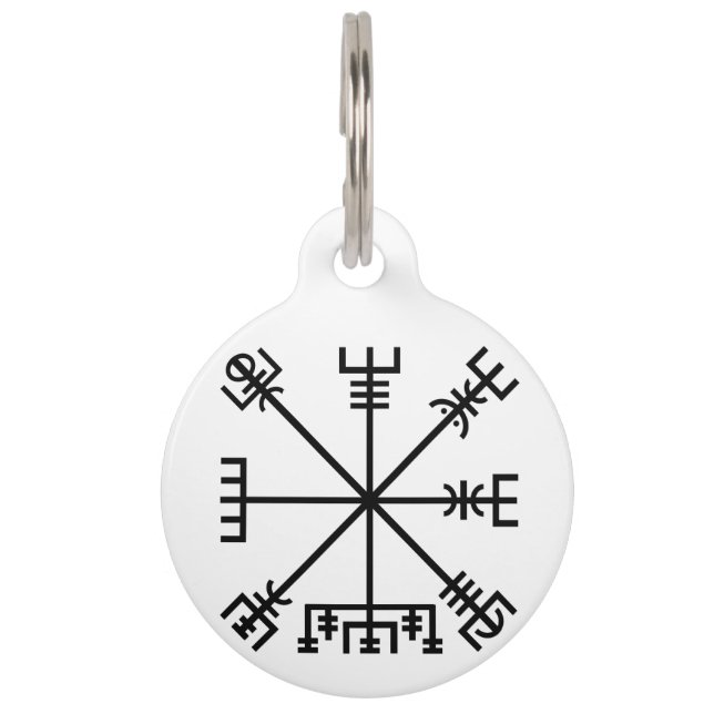Placa Para Mascotas Símbolo de viking de vegvisir (Anverso)