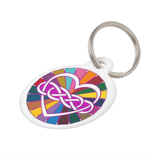 Placa Para Mascotas Símbolo doble Infinity Brillo colorido del corazón