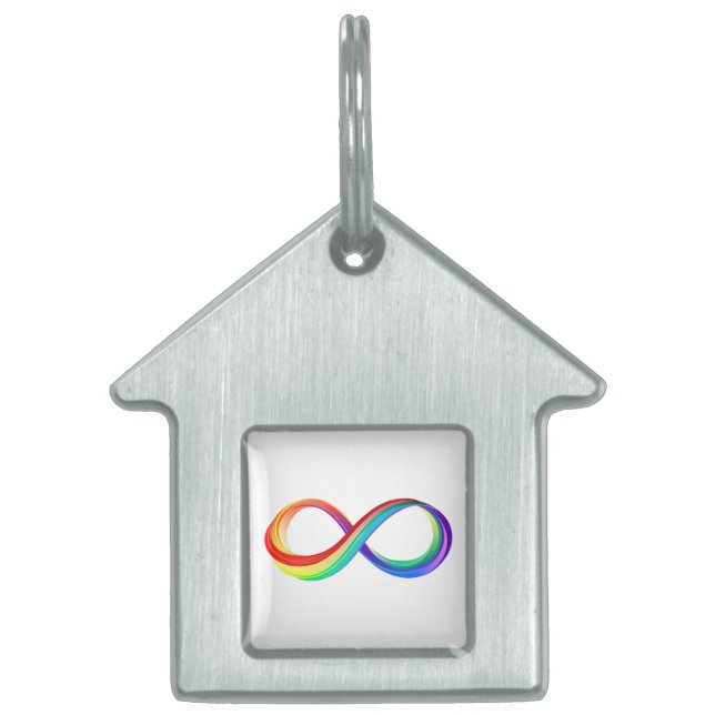 Placa Para Mascotas Símbolo infinito arcoiris en capas (Frente)