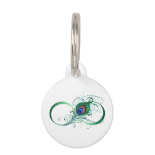 Placa Para Mascotas Símbolo infinito con pluma de pavo real