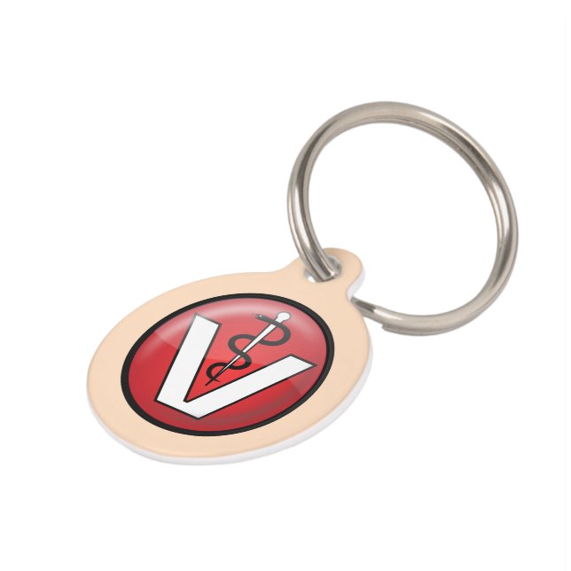 Placa Para Mascotas Símbolo médico veterinario (Lateral)