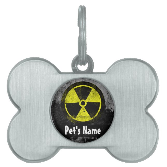 Placa Para Mascotas Símbolo radiactivo de Grunge (Frente)