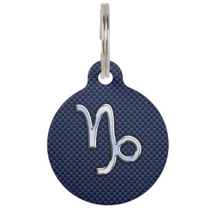 Placa Para Mascotas Símbolo zodiaco de Capricornio estilo de fibra de 