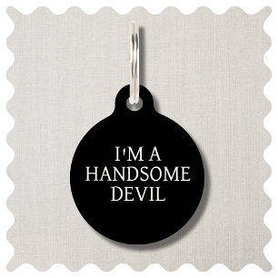 Placa Para Mascotas Simple Black Handsome Devil Dog Round Pet Tag