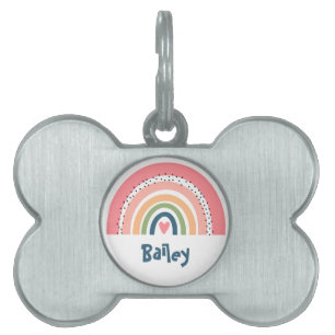 PLACA PARA MASCOTAS SIMPLE ELEGANTE RAINBOW BOHO
