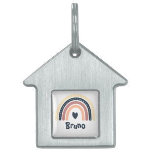 PLACA PARA MASCOTAS SIMPLE ELEGANTE TONO MARRÓN ARCOÍRIS BOHO