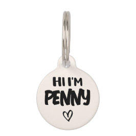 Placa Para Mascotas Simple etiqueta minimal manuscrita personalizada p