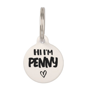 Placa Para Mascotas Simple etiqueta minimal manuscrita personalizada p