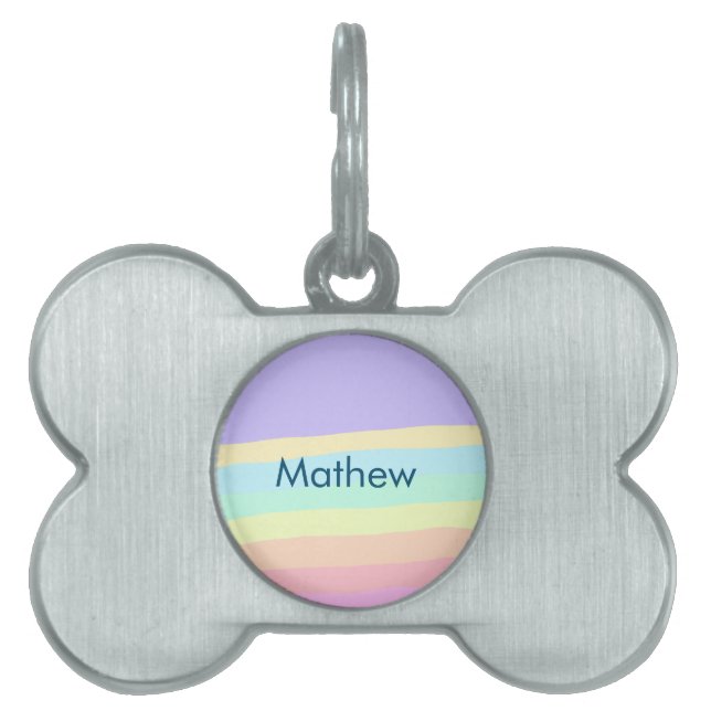 Placa Para Mascotas simple letra inicial monograma añada su nombre (Frente)