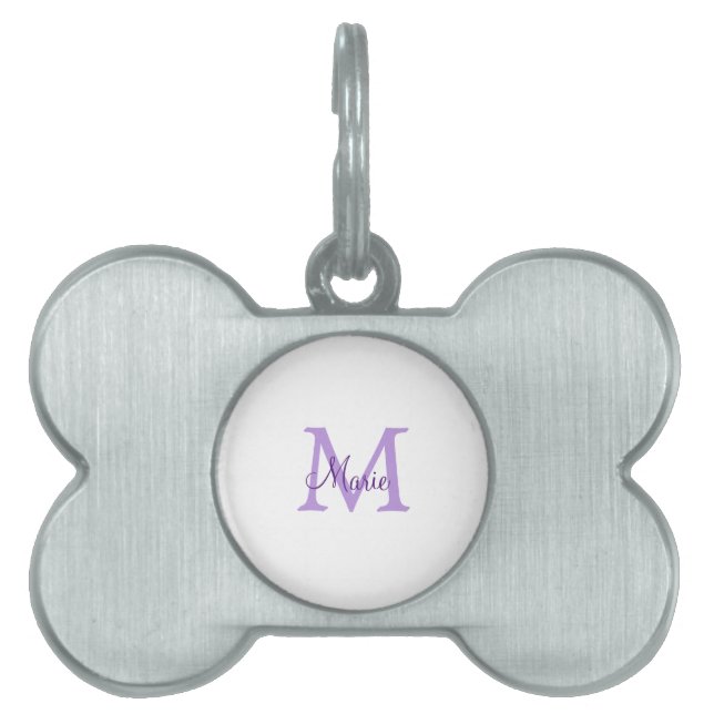 Placa Para Mascotas simple minimal add name monogram pink red   throw  (Frente)
