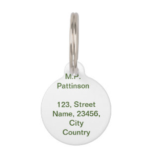 Placa Para Mascotas Simple minimal verde añade tu texto nombre foto pe