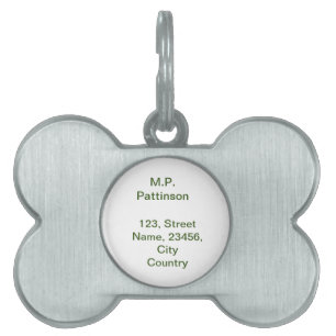 Placa Para Mascotas Simple minimal verde añade tu texto nombre foto pe