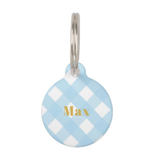 Placa Para Mascotas Simple Minimalista diversión azul y oro