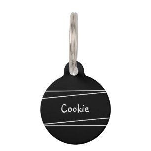 Placa Para Mascotas Simple Minimalista Personalizado en Negro y Blanco