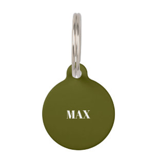 Placa Para Mascotas Simple Moderno aceituna verde nombre personalizado