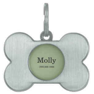Placa Para Mascotas Simple Moderno Etiqueta Número Nombre Mascota Verd