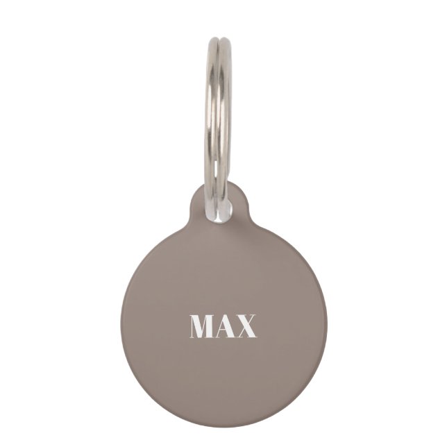 Placa Para Mascotas Simple Personalizado moderno beige greige perro No (Anverso)