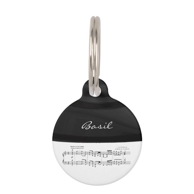 Placa Para Mascotas Sinfonía de Beethoven #9 (Negro) (Anverso)