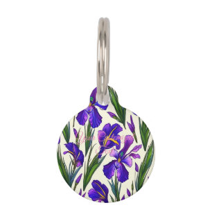 Placa Para Mascotas Sinfonía de Jardín: Patrón Floral Iris