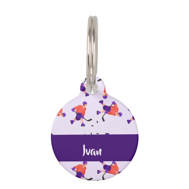 Placa Para Mascotas Skating ice hockey player pattern (Anverso)