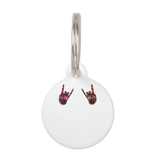 Placa Para Mascotas Skeleton Hand Heart Roll & Red Classic