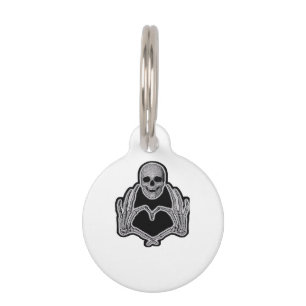 Placa Para Mascotas Skeleton Heart Hands Classic
