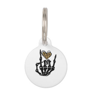 Placa Para Mascotas Skeleton Heart Hands Classic