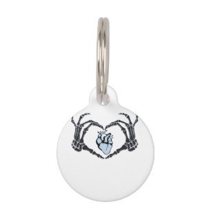 Placa Para Mascotas Skeleton Heart Hands Classic Design para Halloween