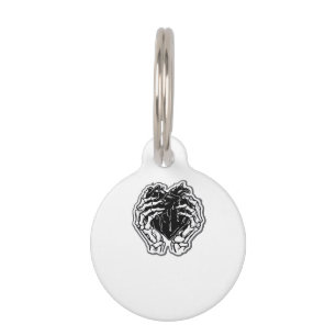 Placa Para Mascotas Skeleton Heart Hands Funny