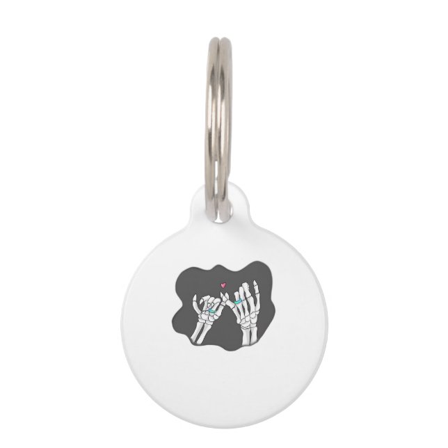 Placa Para Mascotas Skeleton Heart Hands Promise (Anverso)