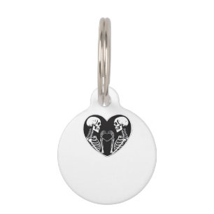 Placa Para Mascotas Skeleton Heart Hands Rótulo Halloween Costume Retr
