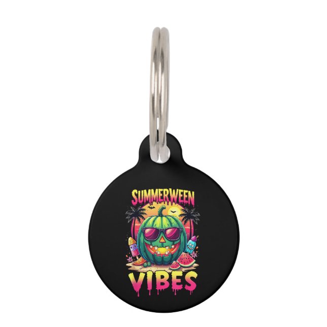 Placa Para Mascotas Skeleton Summer Summerween Vibes Watermelon Jack-O (Anverso)
