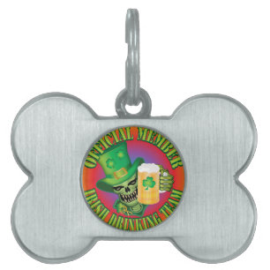Placa Para Mascotas Skull del equipo de bebidas irlandés