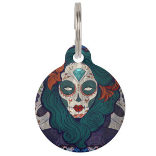 Placa Para Mascotas Skull Ladies