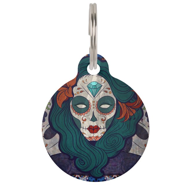 Placa Para Mascotas Skull Ladies (Anverso)