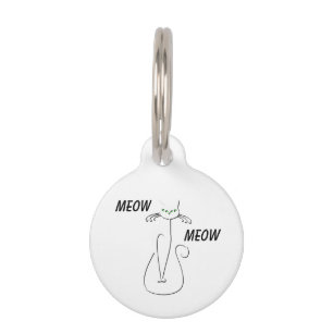Placa Para Mascotas Slinky Black Cat Meow Meow Personalizado Textos Oj